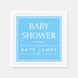 Polka Dots und Ribbon Blue Baby Shower Serviette