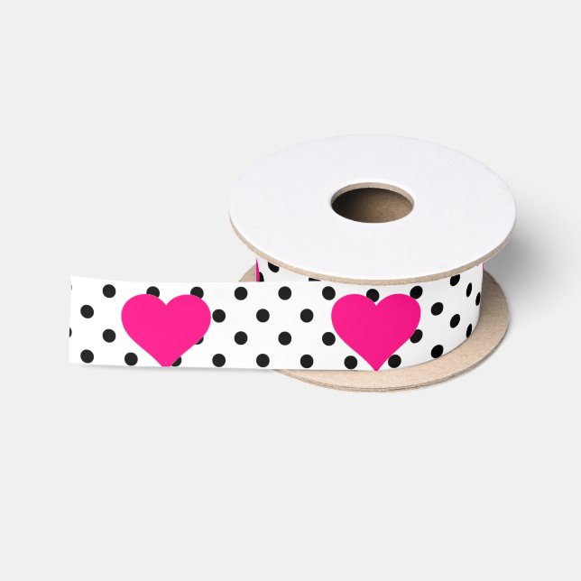 Polka Dots und rosa Herzen Satinband (Spule)