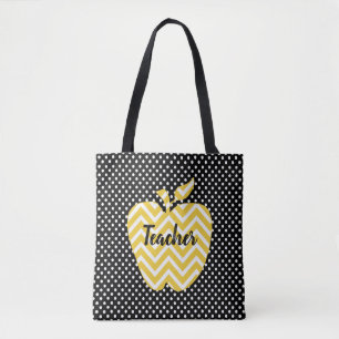 Polka Dots und Zickzack Apple Teachers Tote Bag Tasche