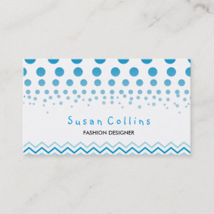 Polka Dots und Zickzack White Blue Fashion Elegant Visitenkarte