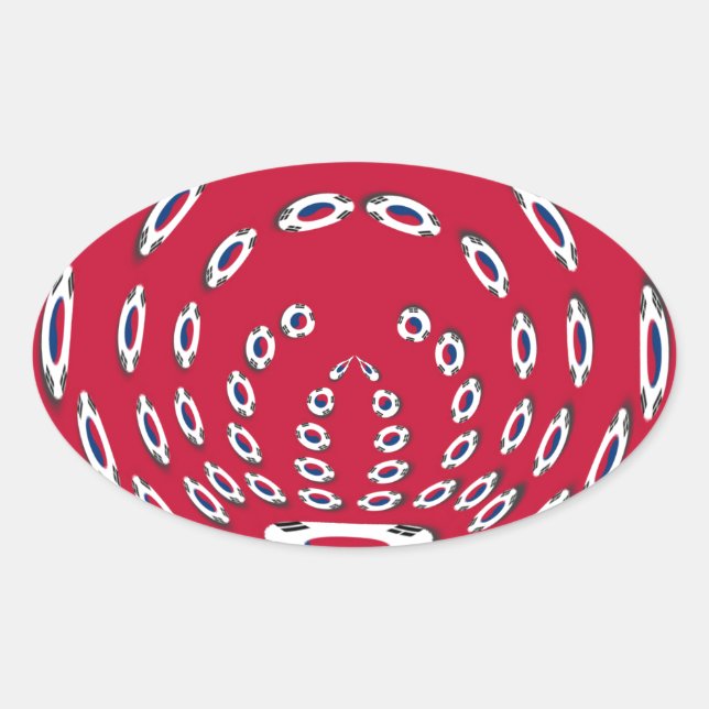Polka Dots unter südkoreanischer Flagge: Eine Dreh Ovaler Aufkleber (Vorderseite)