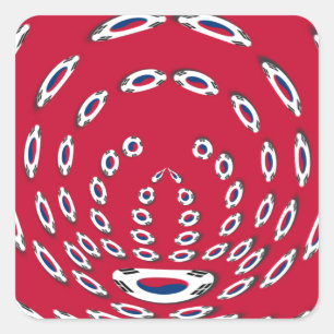 Polka Dots unter südkoreanischer Flagge: Eine Dreh Quadratischer Aufkleber