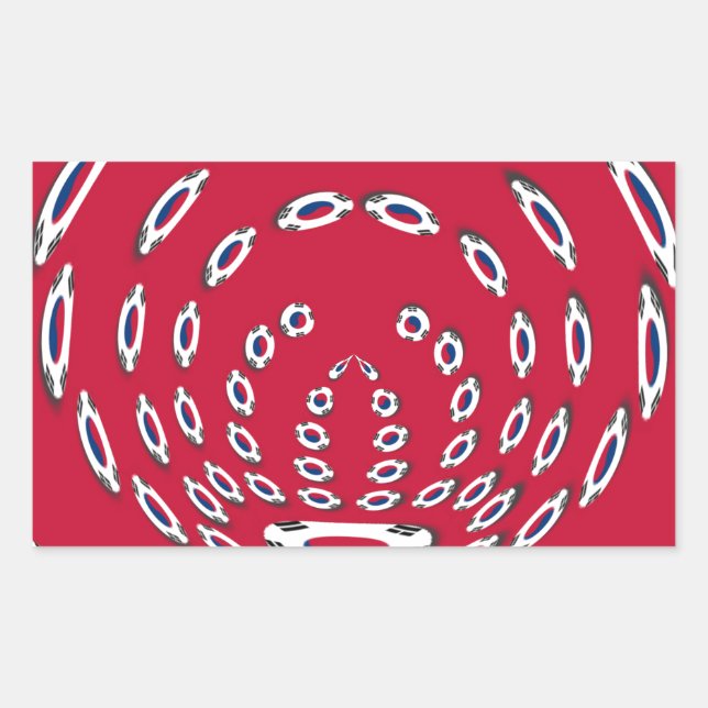 Polka Dots unter südkoreanischer Flagge: Eine Dreh Rechteckiger Aufkleber (Vorderseite)