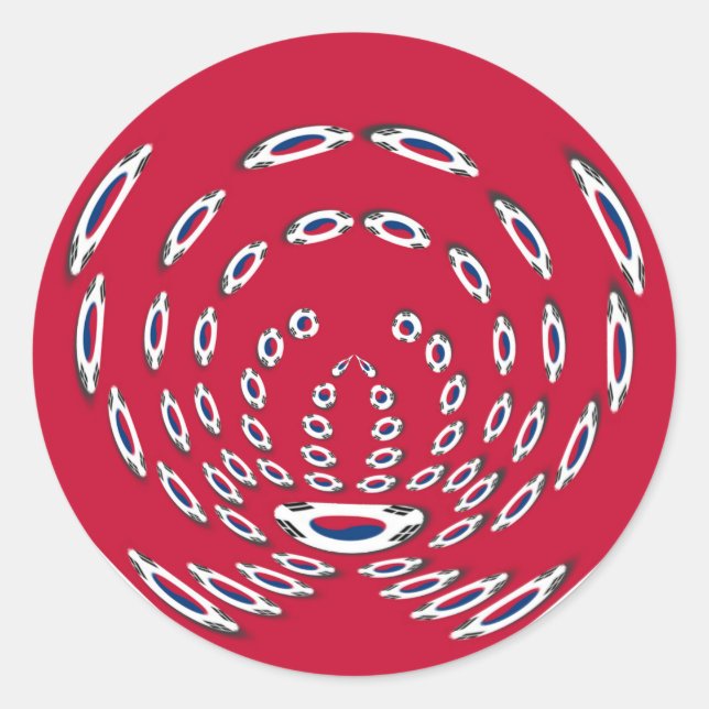 Polka Dots unter südkoreanischer Flagge: Eine Dreh Runder Aufkleber (Vorderseite)