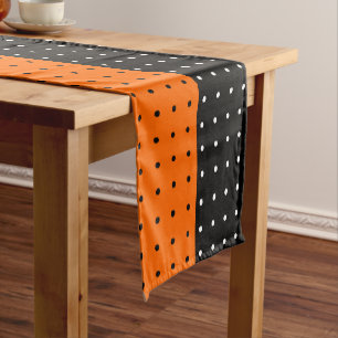 Polka Dots w Black and Orange Halloween Kurzer Tischläufer