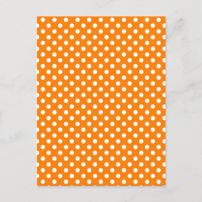 Polka Dots - weiß auf Orange Postkarte (Vorderseite)