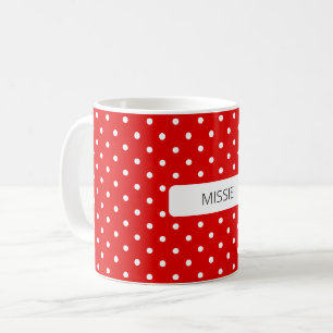 Polka Dots White auf Red Kaffeetasse
