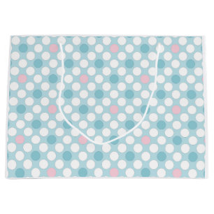 Polka dots white pink blue retro große geschenktüte