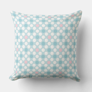 Polka dots white pink blue retro kissen