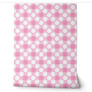 Polka dots white pink Retro Tapete