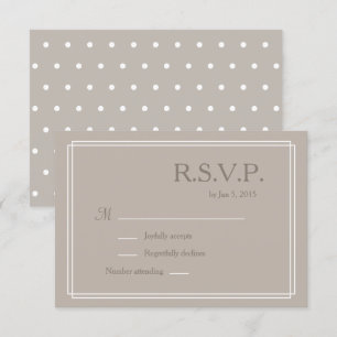 Polka dots White taupe minimalistische Hochzeit RS Einladung