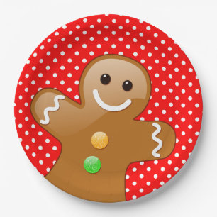 Polka Dots with Gingerbread Man Pappteller