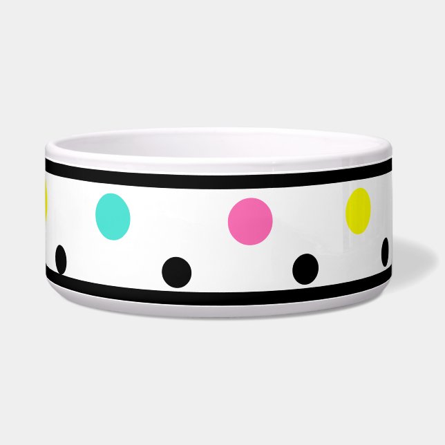 Polka Dots Yellow Pink Türkis Pet Bowl Napf (Rechts)