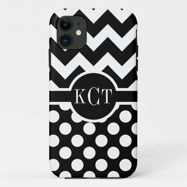 Polka Dots Zickzack Pattern Monogramm Case-Mate iPhone Hülle (Rückseite)