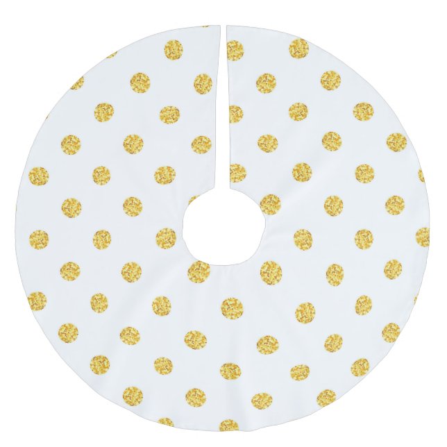 Polka Gold Glitzer Dots Texture Polyester Weihnachtsbaumdecke (Vorderseite)
