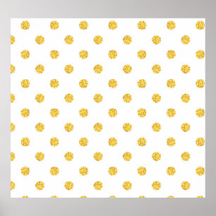 Polka Gold Glitzer Dots Texture Poster