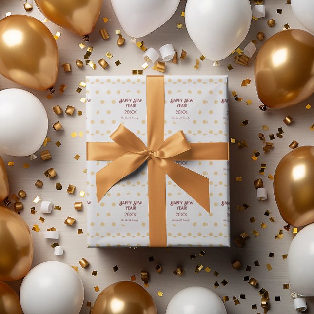 Polka Gold Silvester Party Geschenkpapier (Polka gold New Year's Eve Party Wrapping Paper)