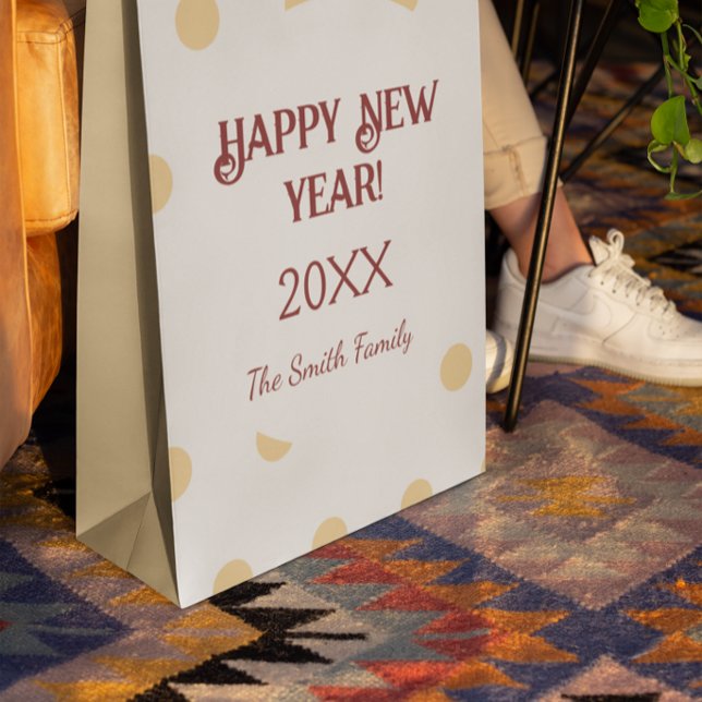 Polka Gold Silvester Party Mittlere Geschenktüte (Polka gold New Year's Eve Party Medium Gift Bag)