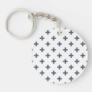 Polka gris-bleu croise sur blanc