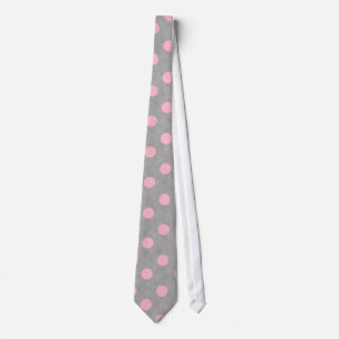 Polka Gris et Rose Motif pointillé Cravate de desi