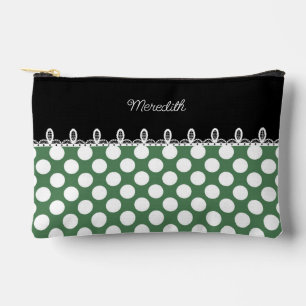Polka grün und schwarz mit individuelle Name Zubehörtasche