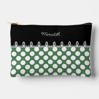 Polka grün und schwarz mit individuelle Name Zubehörtasche