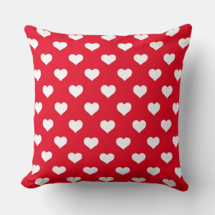Polka Hearts Red Throw Kissen
