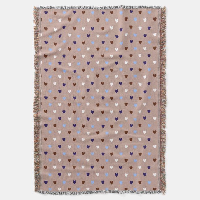 Polka-Herzen auf blassbraun Decke (Vorderseite Vertikal)