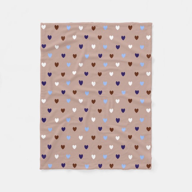 Polka-Herzen auf blassbraun Fleecedecke (Vorderseite)