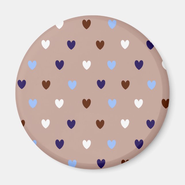 Polka-Herzen auf blassbraun Magnet (Vorne)