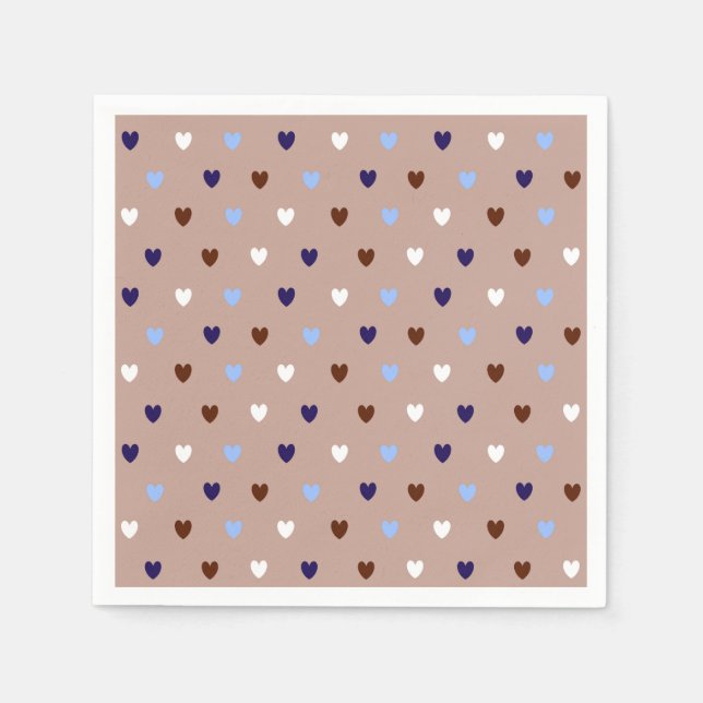Polka-Herzen auf blassbraun Serviette (Vorderseite)
