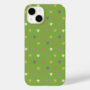 Polka Herzen auf grünem Grün Case-Mate iPhone 14 Hülle