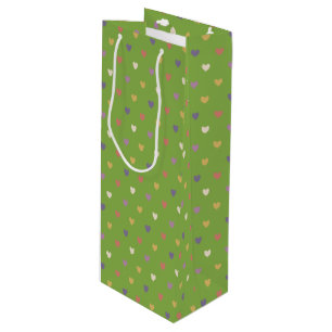 Polka Herzen auf grünem Grün Geschenktüte Für Weinflaschen
