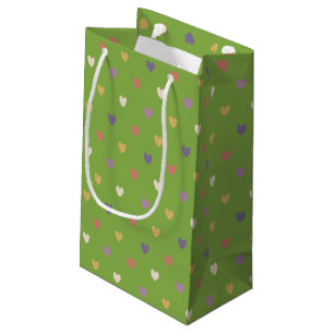 Polka Herzen auf grünem Grün Kleine Geschenktüte