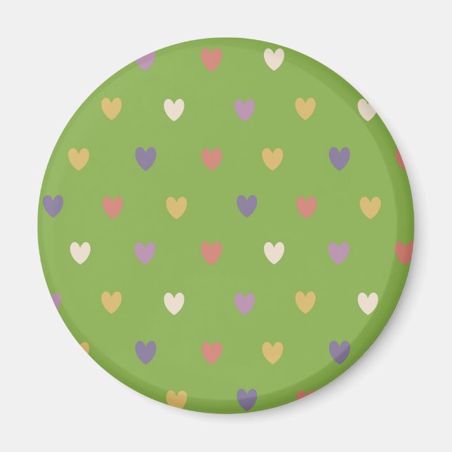 Polka Herzen auf grünem Grün Magnet (Vorne)