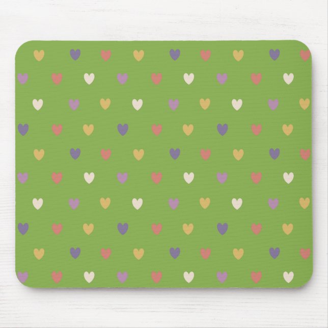 Polka Herzen auf grünem Grün Mousepad (Vorne)