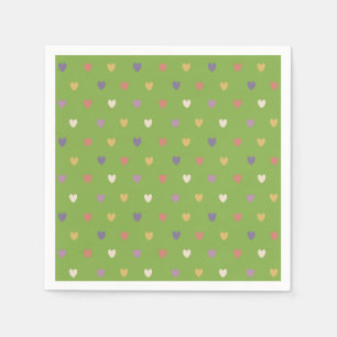 Polka Herzen auf grünem Grün Serviette