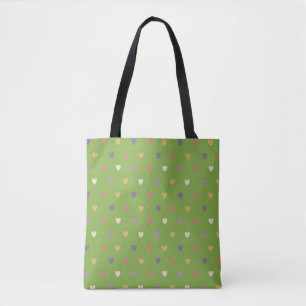 Polka Herzen auf grünem Grün Tasche