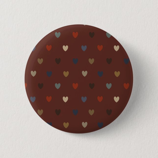 Polka Herzen auf kilim braun Button (Vorderseite)