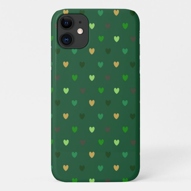 Polka Herzen auf Waldgrün Case-Mate iPhone Hülle (Rückseite)