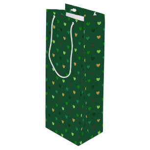 Polka Herzen auf Waldgrün Geschenktüte Für Weinflaschen