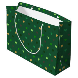 Polka Herzen auf Waldgrün Große Geschenktüte