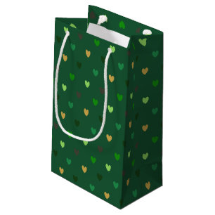 Polka Herzen auf Waldgrün Kleine Geschenktüte