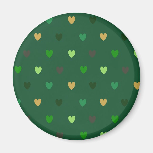 Polka Herzen auf Waldgrün Magnet (Vorne)