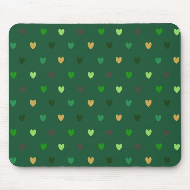 Polka Herzen auf Waldgrün Mousepad (Vorne)