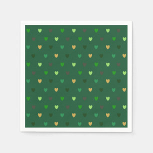 Polka Herzen auf Waldgrün Serviette