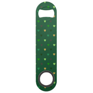 Polka Herzen auf Waldgrün Speed Flaschenöffner