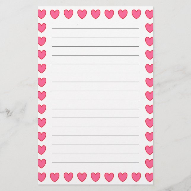 Polka-Herzen Briefpapier (Vorderseite)