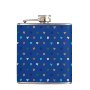 Polka Herzen in pfauenblauen Tönen Flachmann