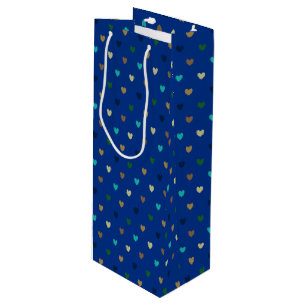 Polka Herzen in pfauenblauen Tönen Geschenktüte Für Weinflaschen